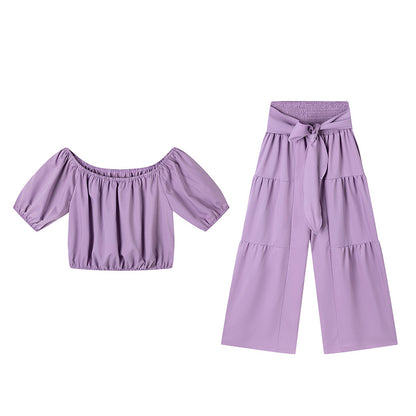 Élégance Fashion  Ensemble Pantalon Évasé Taille Haute