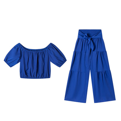 Élégance Fashion  Ensemble Pantalon Évasé Taille Haute