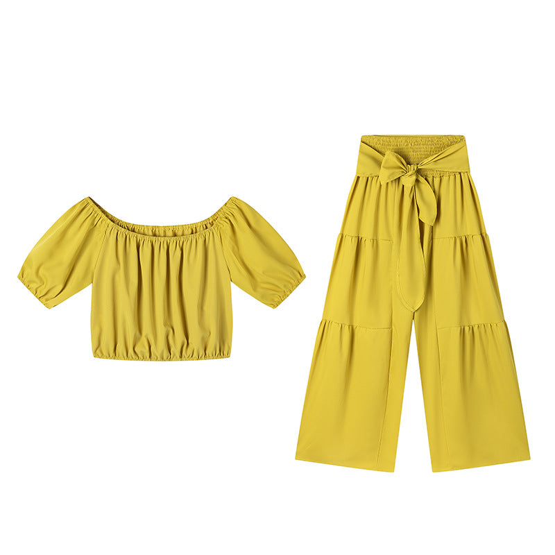 Élégance Fashion  Ensemble Pantalon Évasé Taille Haute