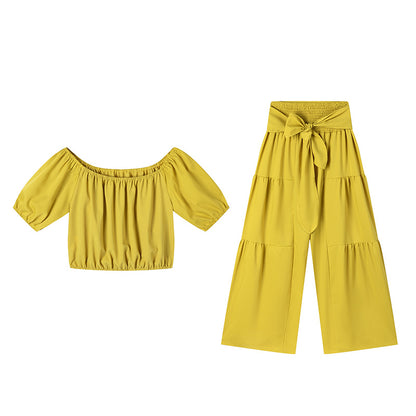 Élégance Fashion  Ensemble Pantalon Évasé Taille Haute