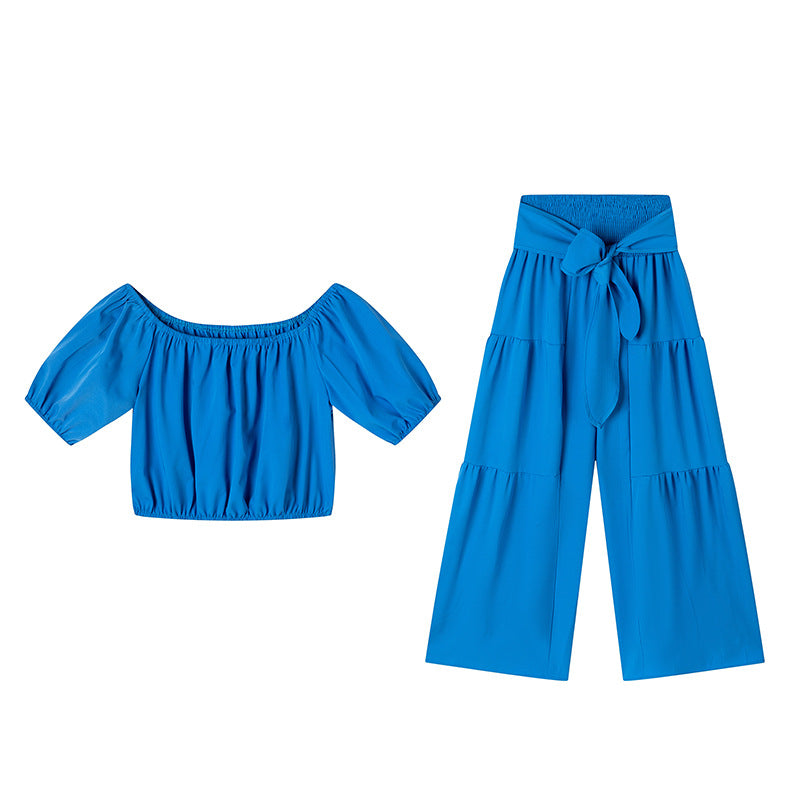 Élégance Fashion  Ensemble Pantalon Évasé Taille Haute